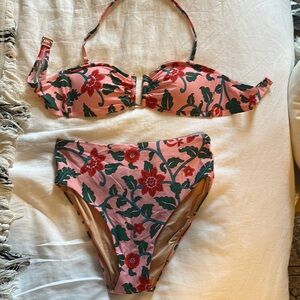 J. Crew Floral Pink and Green Bikini Set